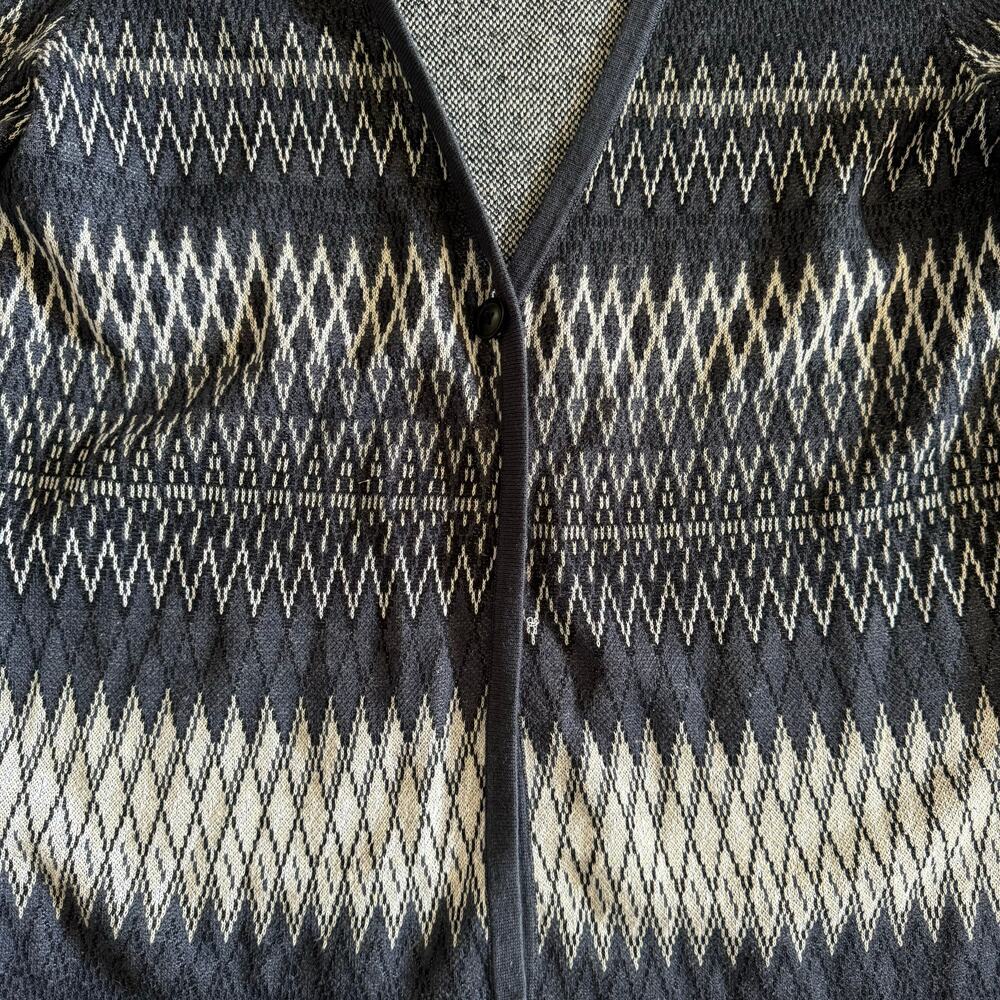 Pendleton Linen‎ Navy Blue Aztec Style Print One Button Cardigan Size S - Picture 8 of 8